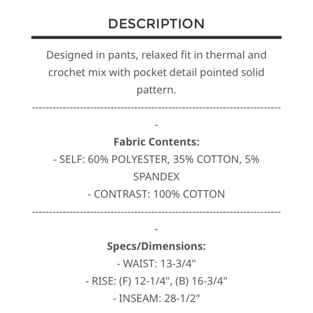 POL NWOT Thermal Crochet Mix Jogger Pants - Picture 5 of 5